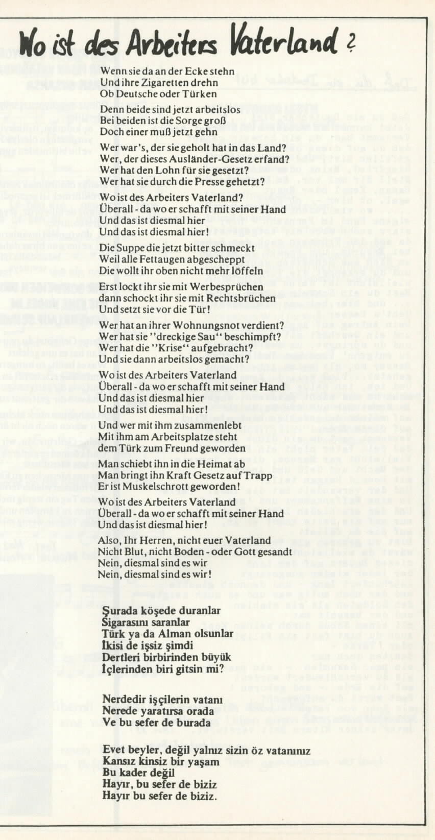 Ausländerfragen o Titel Noten